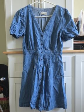 Madewell Blue Button-Front Mini Dress